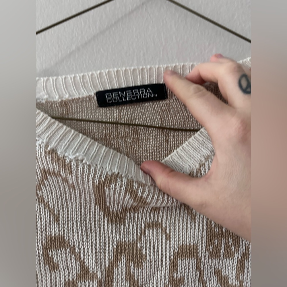 Patterned Cream & Tan Sweater - Picture 9 of 11